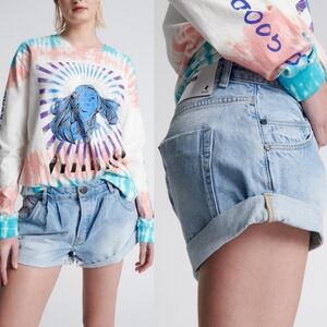 One Teaspoon Smiths Jean Shorts Light Blue Wash Sz 27